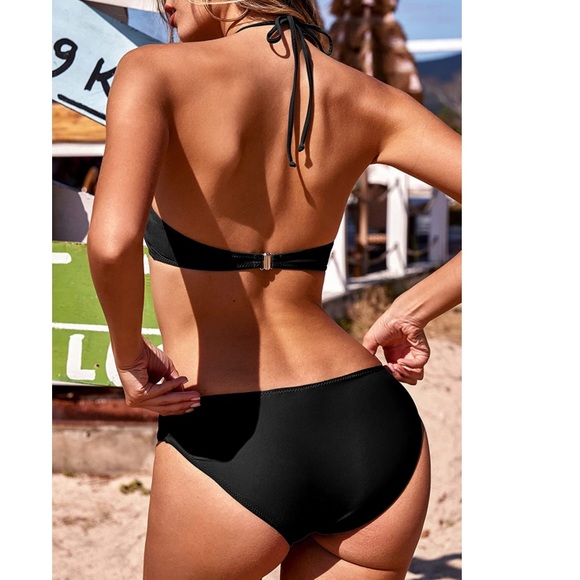 Ekouaer Bikini Set Halter High Neck Swimsuits - Picture 2 of 5